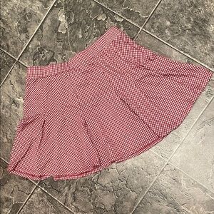 URBAN ROMANTICS Gingham Pattern Pleated Red White Y2K Country Cottage Mini Skirt
